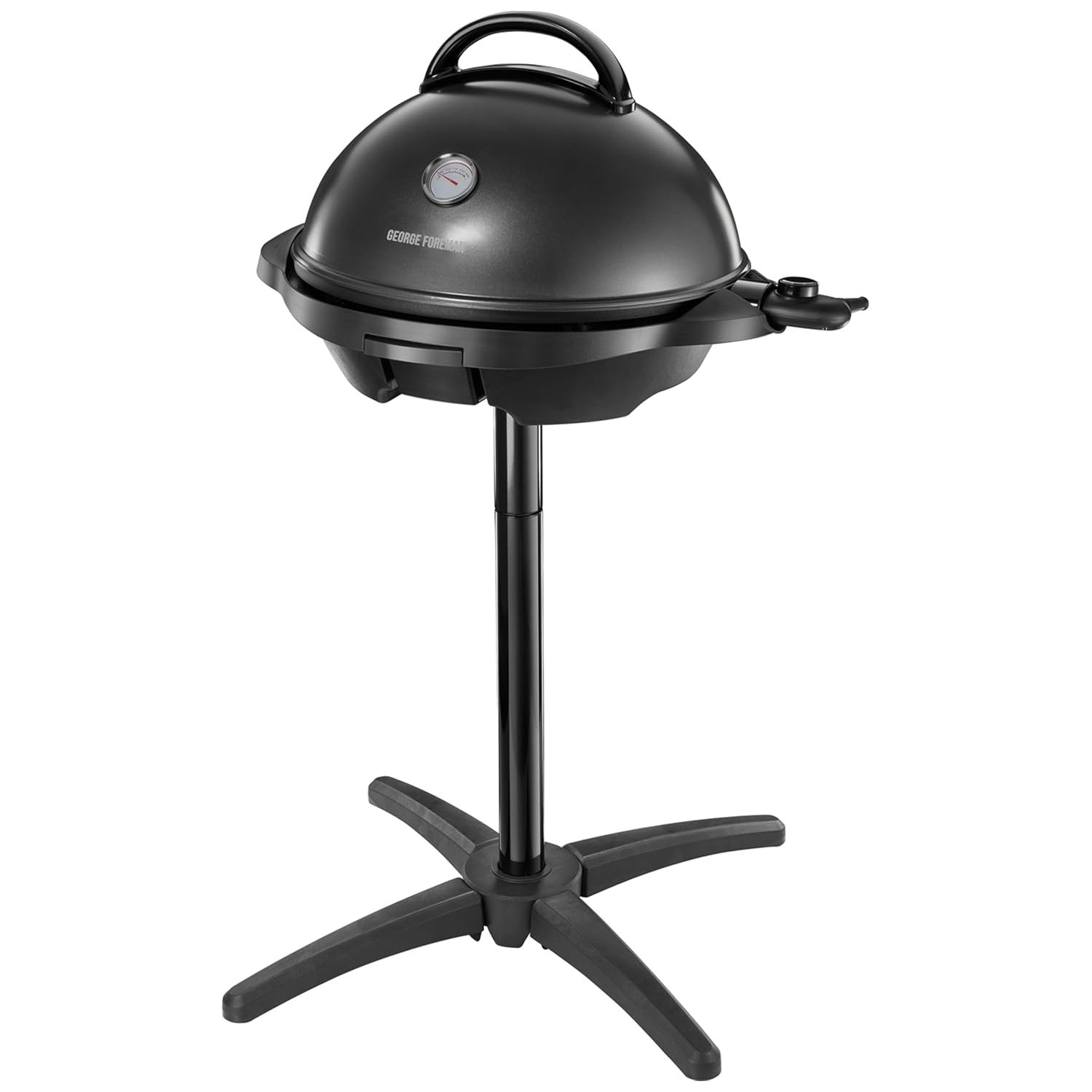 George Foreman Indoor Outdoor BBQ Electric Grill [1500cm2 cooking surface, Variable temperature control & viewing gauge, Use with or without stand, Easy clean removable plate, Drip tray] Black 22460
