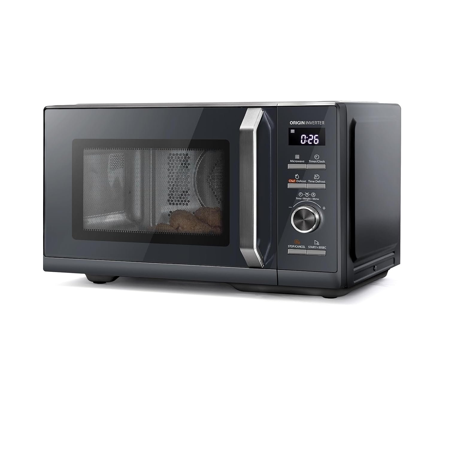 Toshiba 25L Solo 900W Microwave Oven in a Stunning Sleek Morandi Grey Colour, Origin Inverter, Chef Defrost, 10 Power Levels, 7 Auto Menus, Easy Clean, MW3-AM25PFI(MG)