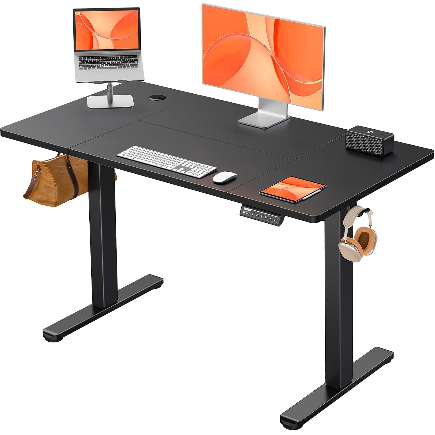 ErGear Electric Standing Desk Height Adjustable 120 x 60cm, Sit Stand Desk with 4 Memory Smart Pannel, Home Office Desk with Splice Board