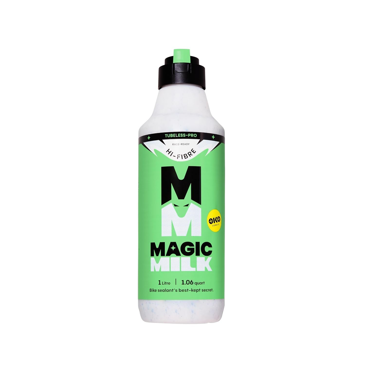 Magic Milk Hi-Fibre Tubeless Bike Tyre Sealant – Seals Punctures up to 8 mm – Long-Lasting 6 Months – Innovative Presta & Schrader Valve Cap – MTB, Gravel, Enduro & Road