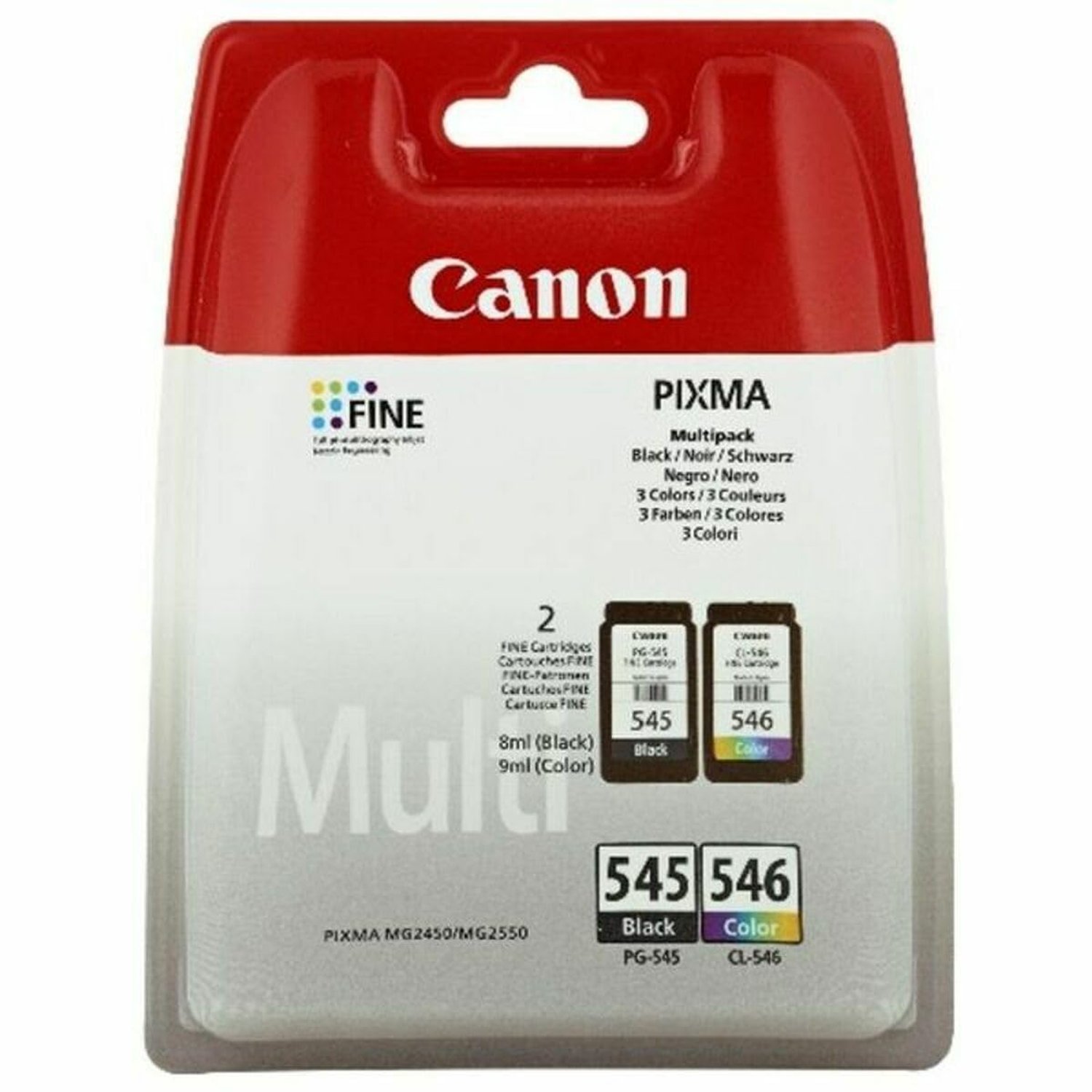 Canon PG-545 Black + CL-546 Colour Genuine Ink Cartridges – Multipack