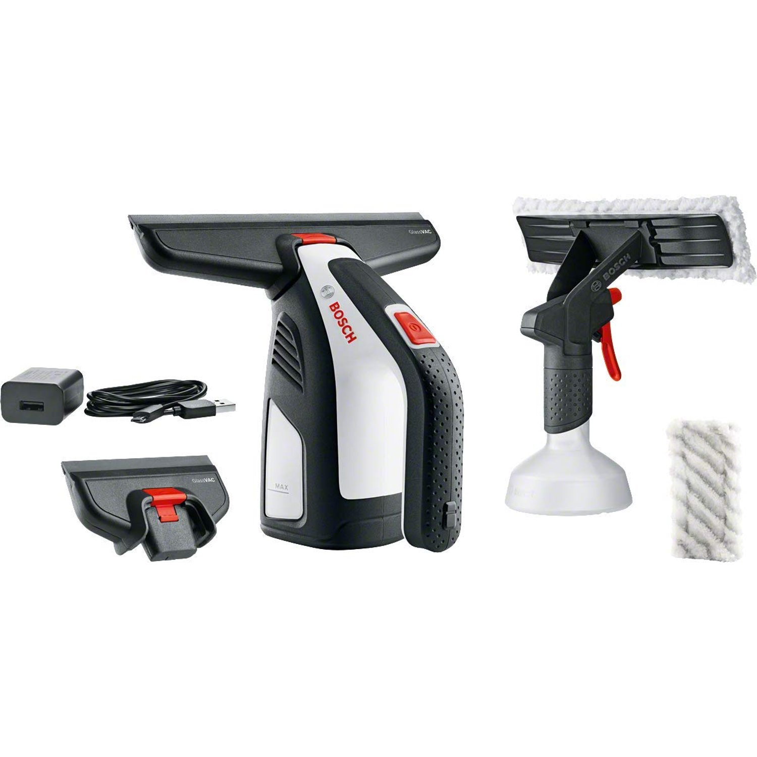 Bosch Cordless Window Vac GlassVAC (for Windows, Tiles, Mirrors and Shower, Running time: Approx. 35 Windows, in Carton Packaging)
