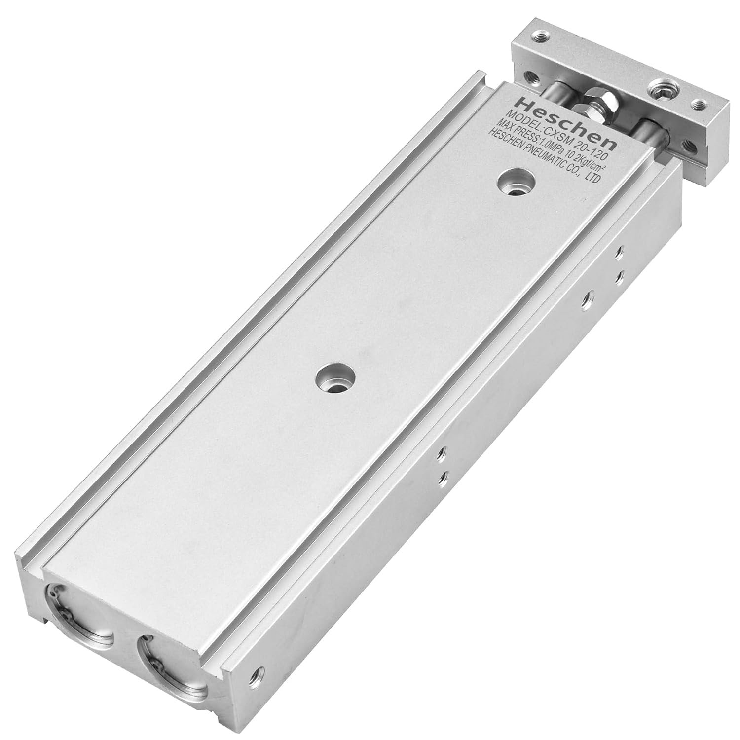Heschen Dual Aluminum Air Cylinder CXSM 20-120 Guide Rod Plate Double Rod Guided Pneumatic Slide Bearing Cushioned 20mm Bore 120mm Stroke Double Acting