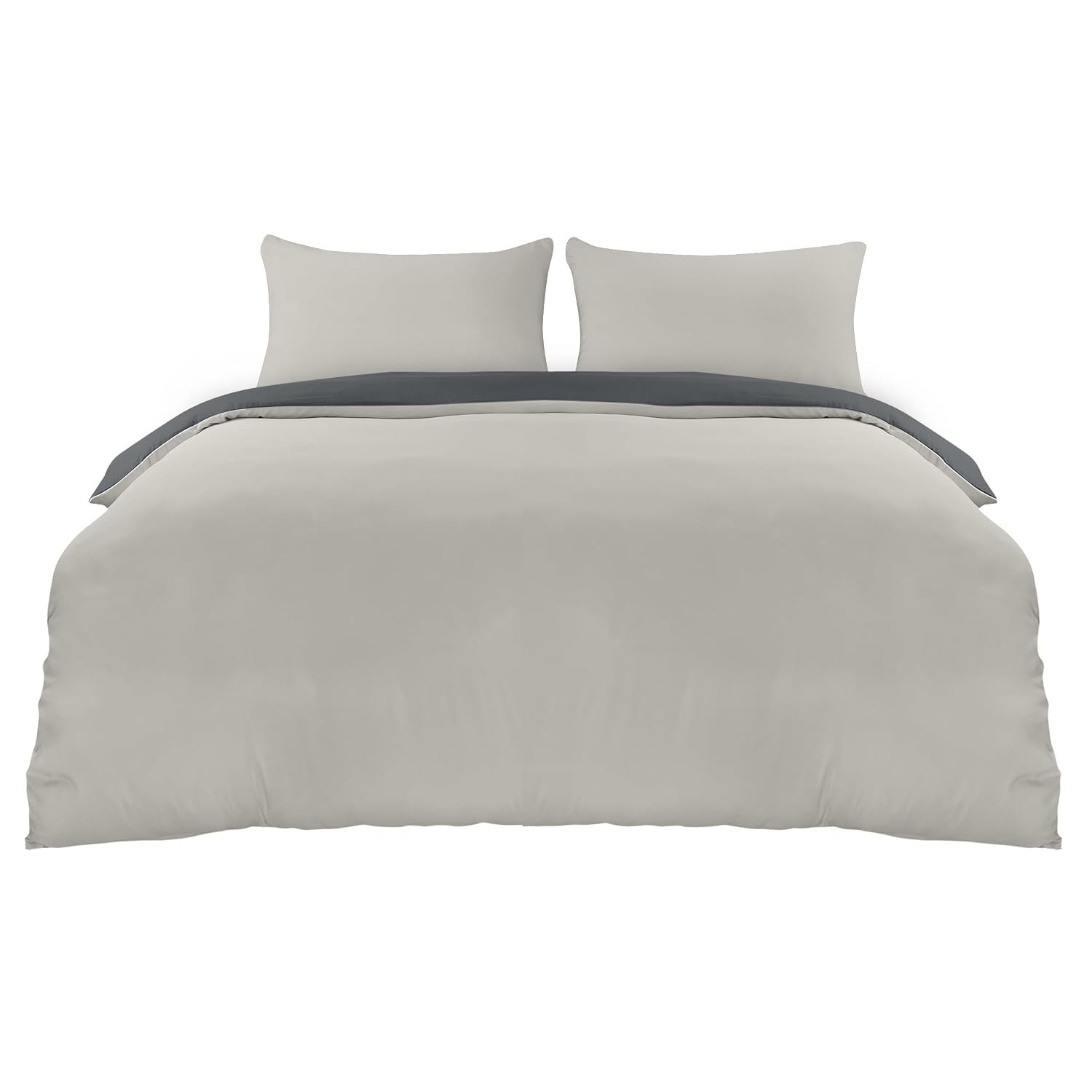 Utopia Bedding King Size Duvet Cover - Pack of 8 - Soft Microfibre Polyester - Bedding Quilt Cover Set, with Pillow cases (Grey/Light Grey)