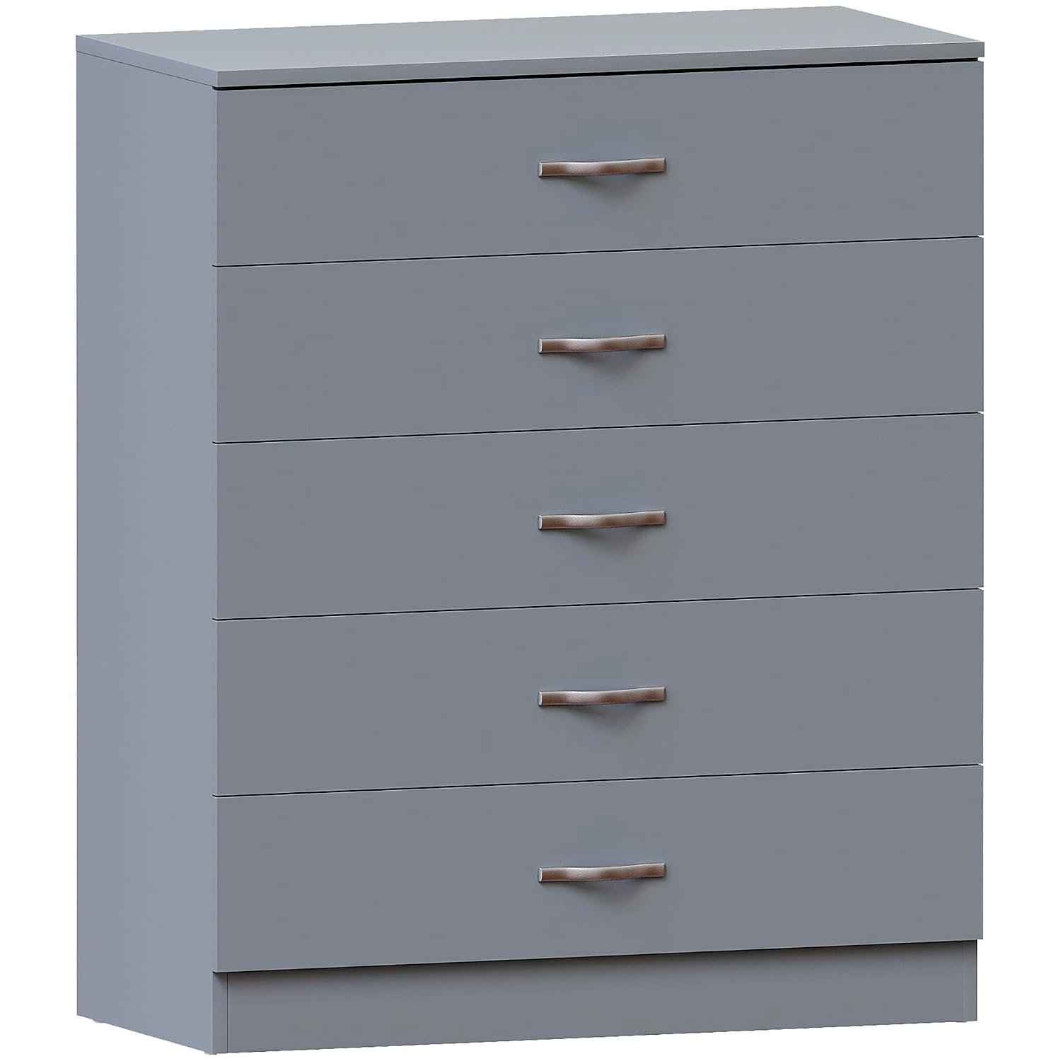 Vida Designs Riano 5 Drawer Chest of Drawers, Metal Handles & Runners, Anti-Bowing Drawer Support, Bedroom, Nursery Furniture, Grey