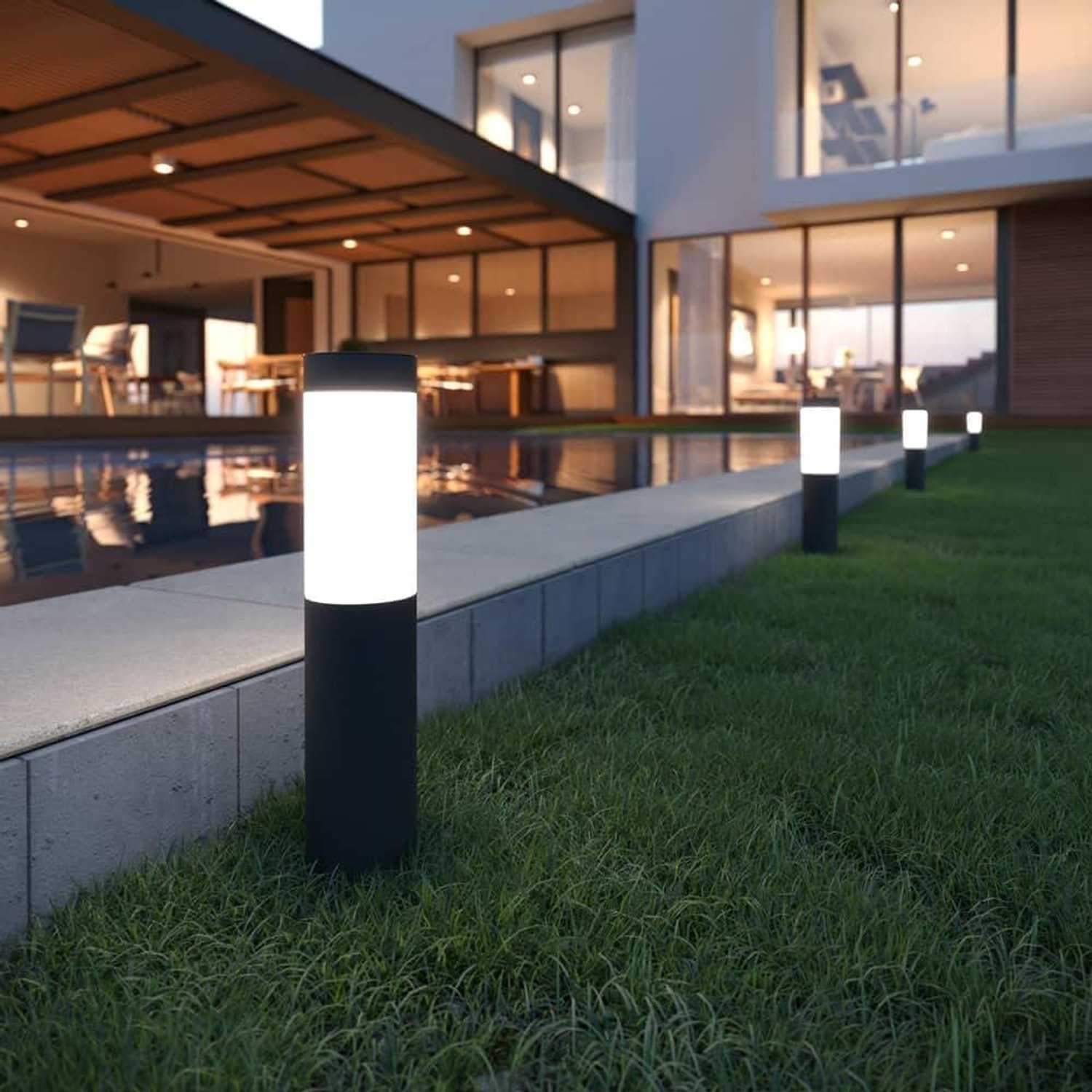 SolarCentre® Mini London DualWhite USB Solar Powered Outdoor Garden Post Lights (Set of 4) - Anthracite