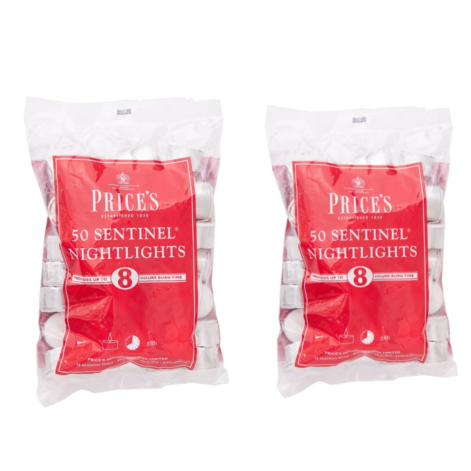 Price’s Candles 100 Pack Sentinel Range 8 Hour Tea Lights Unscented Long Burning Tealight Candles for Home Catering Events Relaxation and Everyday Use