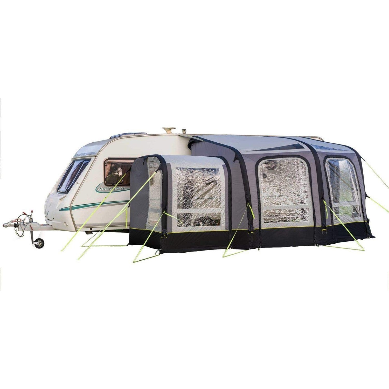 OLPRO View 300 Inflatable Caravan Awning with Porch Extension – Air Caravan Porch Awning, 5000 mm Waterproof, Veranda Front & Panoramic Windows