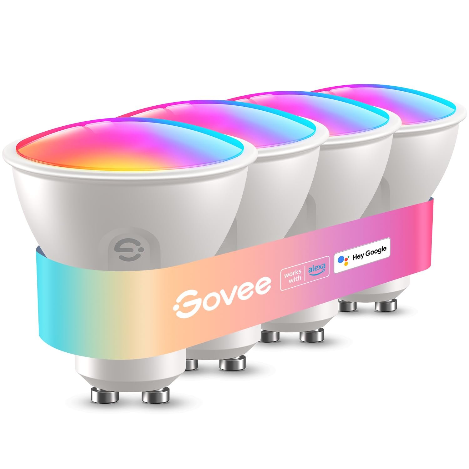 Govee Smart Bulb GU10 RGBWW, 400LM Dimmable Color Changing GU10 LED Light Bulbs Work with Alexa and Google Assistant, 56 Dynamic Scenes, 4 Pack