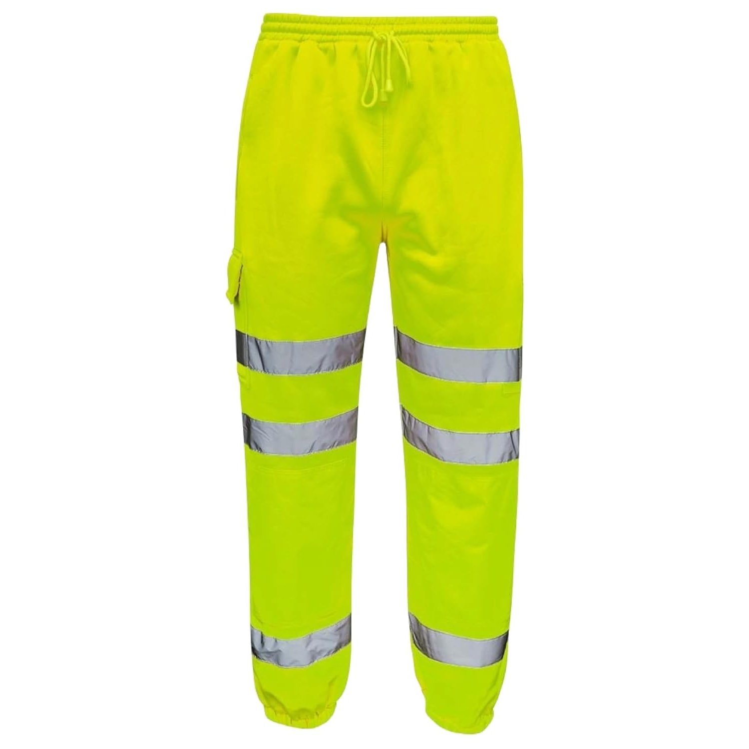 shelikes Men’s Hi Vis Viz Work Trousers Jogging Bottoms Reflective Joggers Sweat Pants Safety High Visibility Combat Trouser Workwear Jogger Yellow