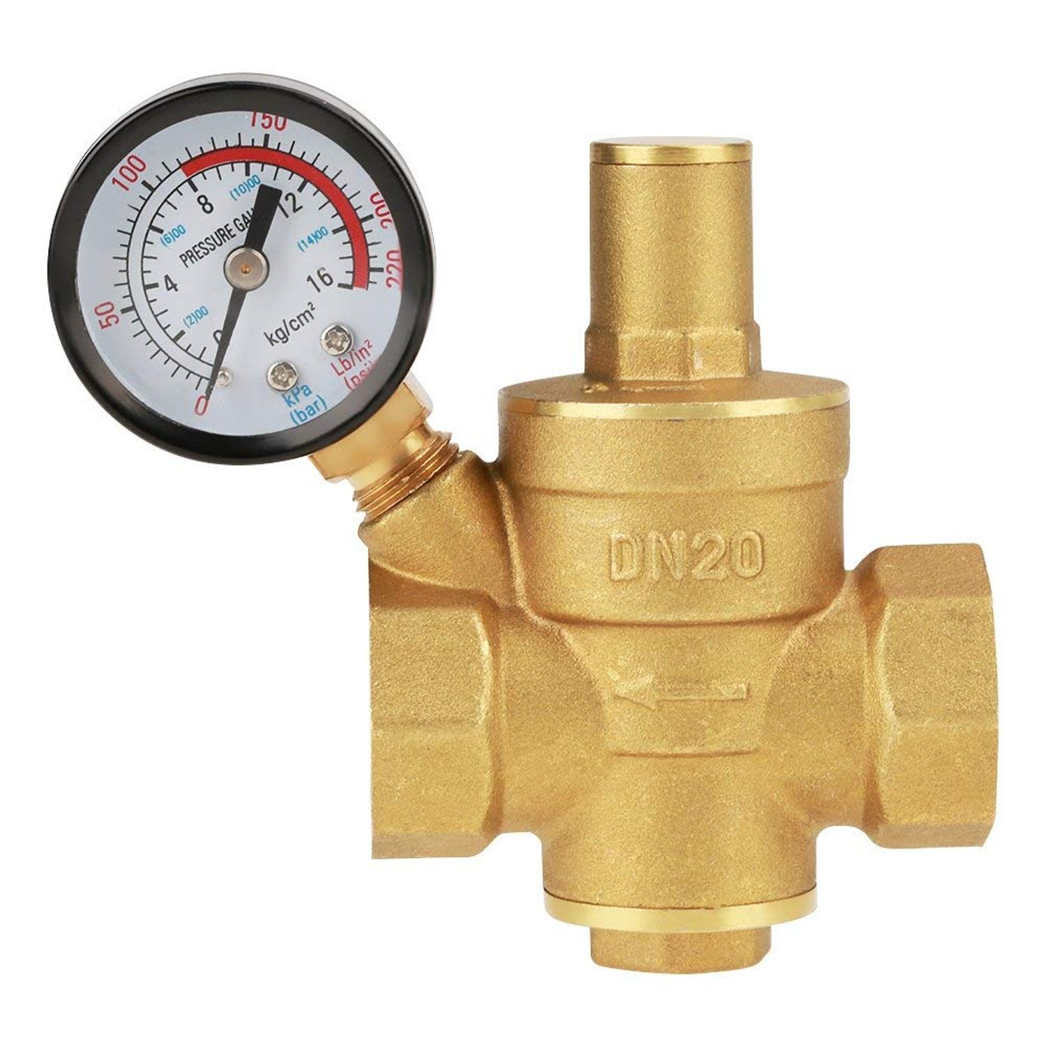 DN20 Brass Pressure Reducing Valve Adjustable Table, Pneumatic Air Source Processing Components