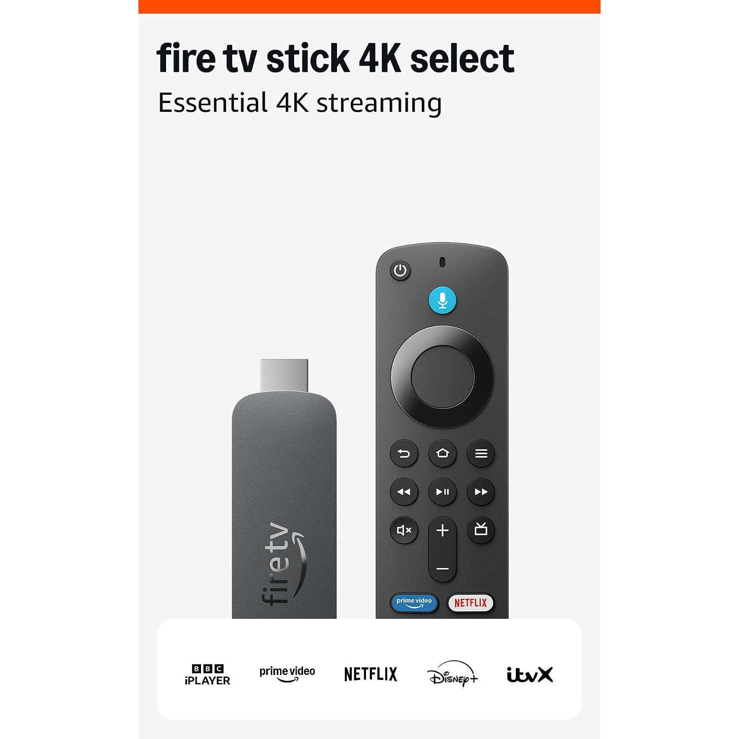 Amazon Fire TV Stick 4K Select (newest gen), start streaming in 4K, hundreds of thousands of films and TV episodes, and free & live TV