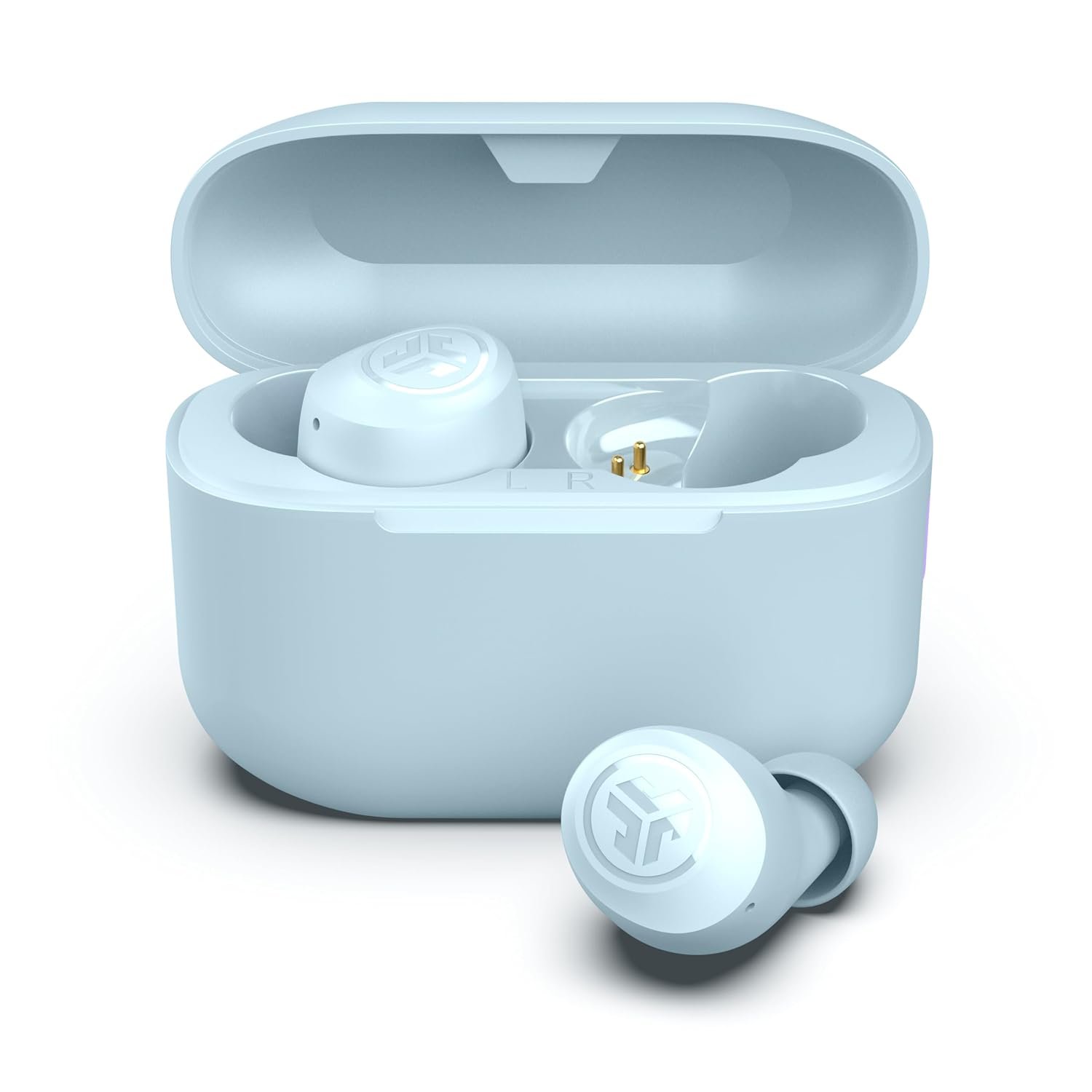 JLab Go Air Pop+ True Wireless Earbuds, In Ear Headphones, Bluetooth Earphones, 35H Playtime Ear Buds, Bluetooth Earbuds with Microphone, USB-C Charging Case, Dual Connect, EQ3 Sound, Light Blue