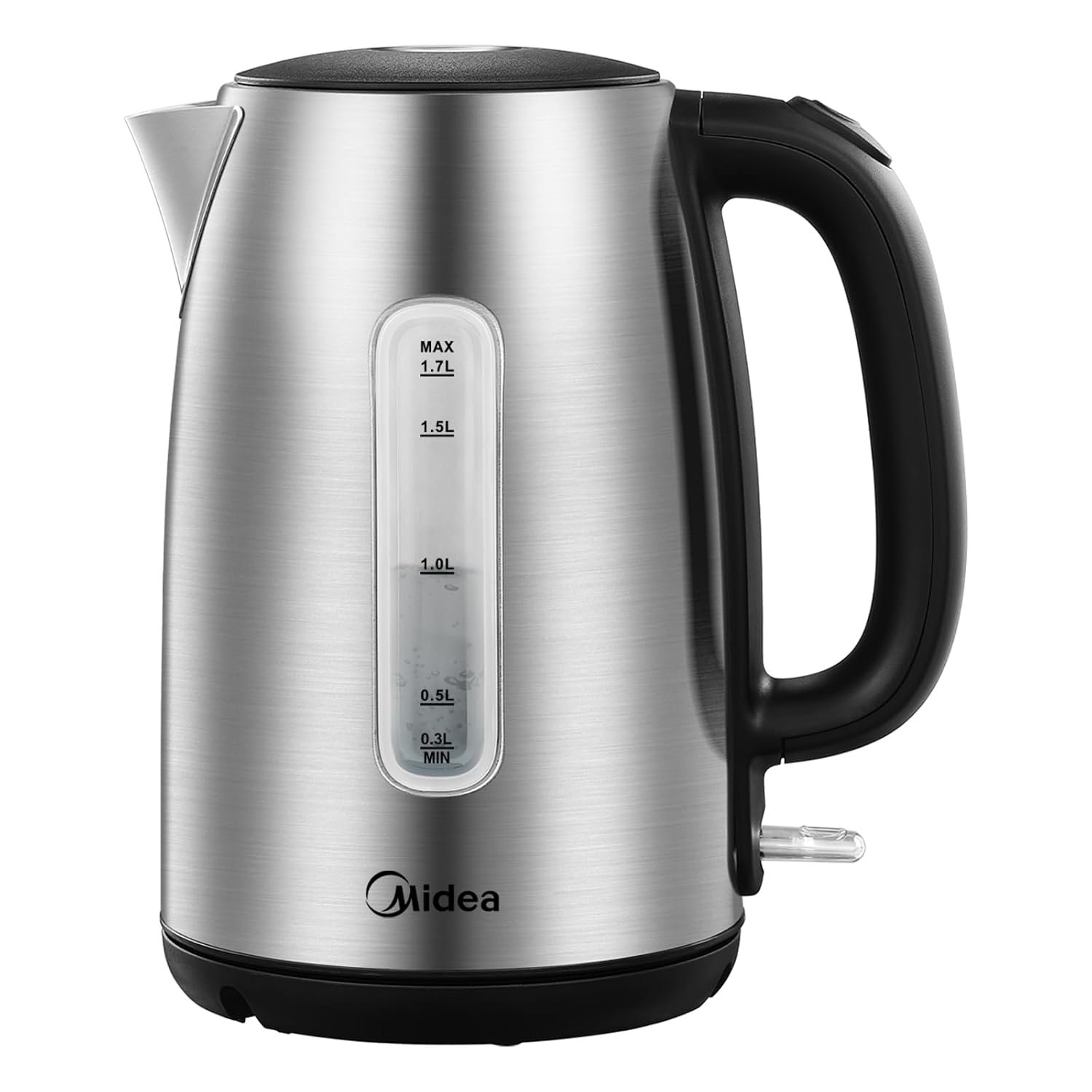 Midea Electric Kettle 3000W Fast Boil 1.7L Stainless Steel Kettle LED Indicator,Spring Lid,Removable Filter,Insulated Handle, Water Level Indicator, Dry Burn Protection,BPA-Free