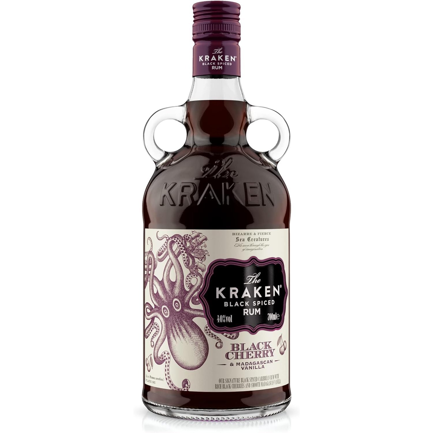 Kraken Black Cherry & Madagascan Vanilla Black Spiced Rum 40% ABV 70cl | Rich Black Cherry, Madagascan Vanilla & Warming Spice| Cocktails, Mixing & Gifts
