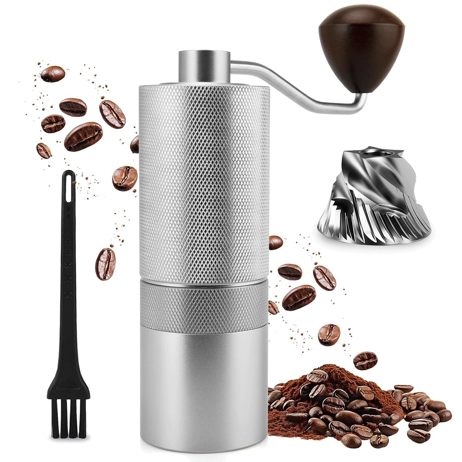 Manual Coffee Grinder – Portable Hand Coffee Grinder with Stainless Steel Conical Burr & Adjustable Grind for Espresso, Aeropress, Pour Over & French Press – Compact Easy Clean Full Metal Travel Mill