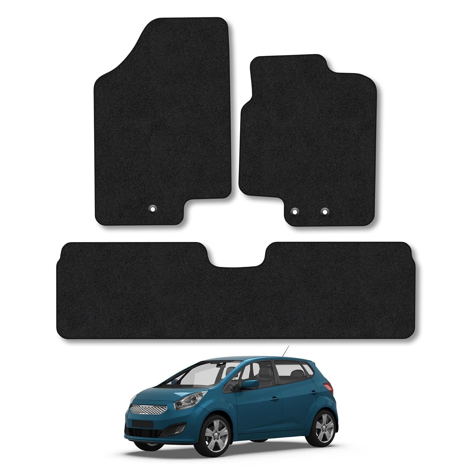 Car Mats Compatible With Kia Venga (2009-2019) Black Carpet Tailored Fit Car Floor Mats Set Accessory Custom Fit Water-Resistant Anti Slip Backing All Weather Full Coverage Hand-Finished With Clips