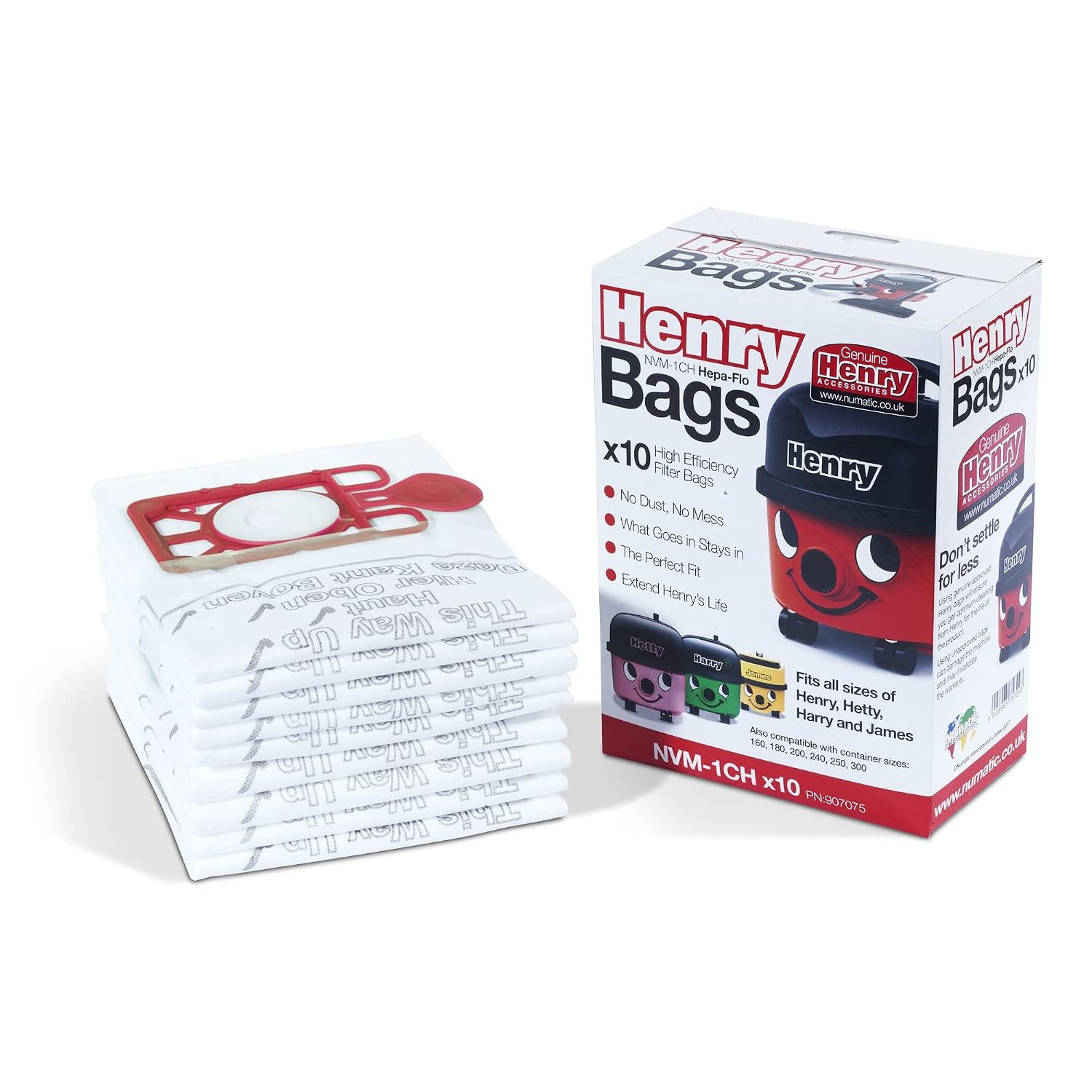 Henry Genuine NVM-1CH 907075 HepaFlo Vacuum Bags, Pack of 10