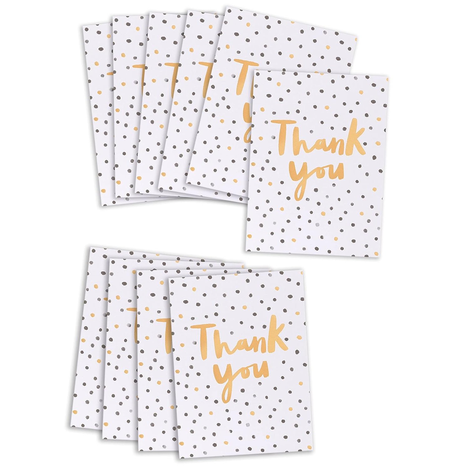 UK Greetings | Multipack of 10 Thank You Cards | Appreciation Cards | Spotty Designs | With Envelopes | 125 x 195 x 15 mm