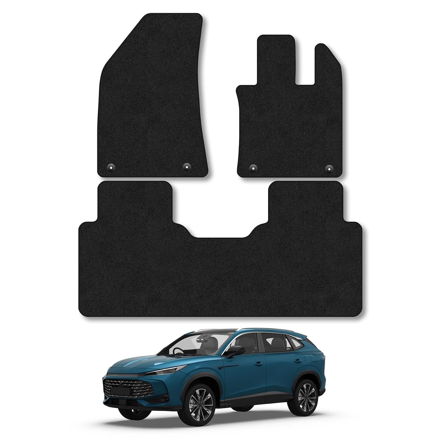 Car Mats Compatible with MG HS Manual (2024+) Tailored Fit Black Carpet Car Floor Mats Set Accessory Custom Fit 4 Pieces - Water Resistant, Anti Slip Backing & Black Binding Trim Edge