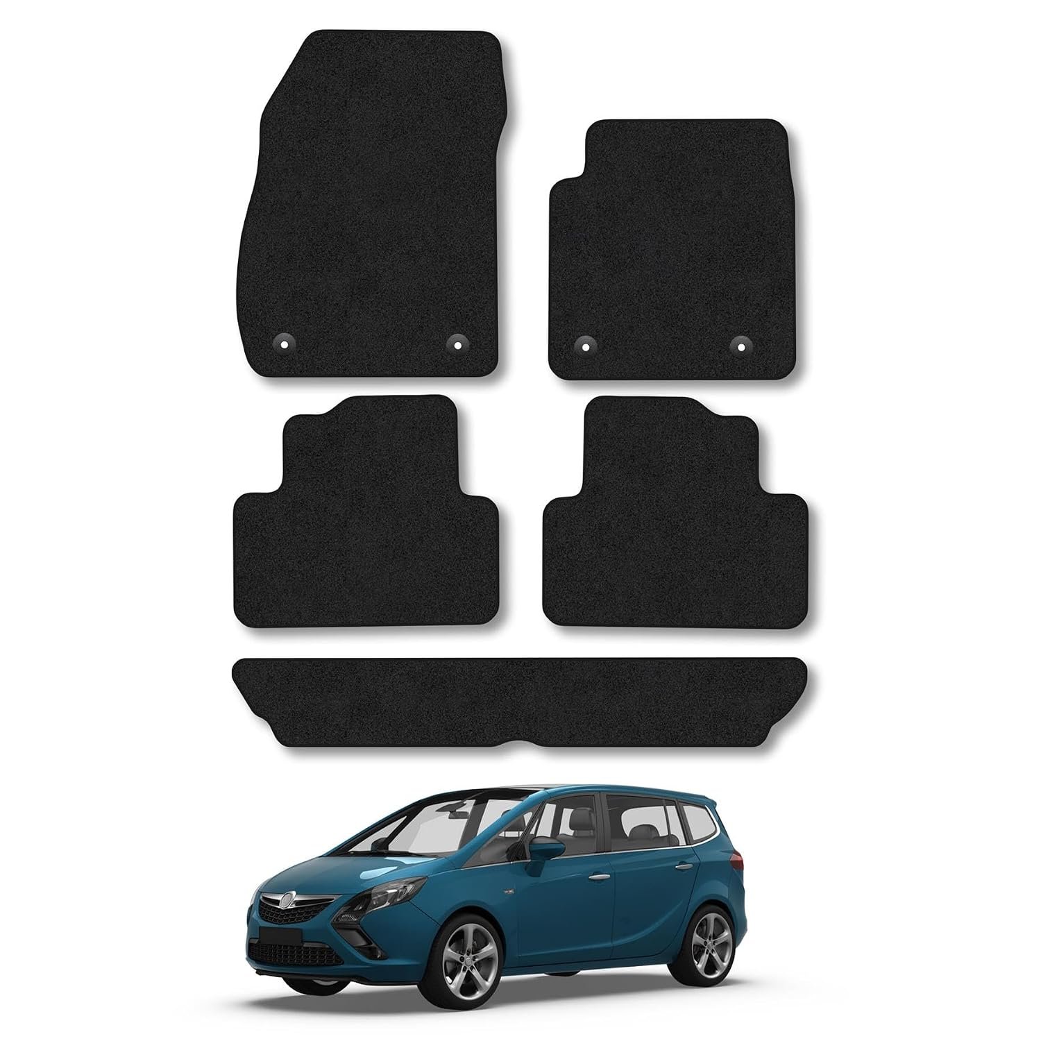Vauxhall Zafira C (2012-2018) [7 Seat Tourer] Car Mats Accessories Tailored Fit Carpet Floor Mats Non Slip Black Trim Full Compatible Accessory Front Rear Set Anti Slip Granulated Backing Clips