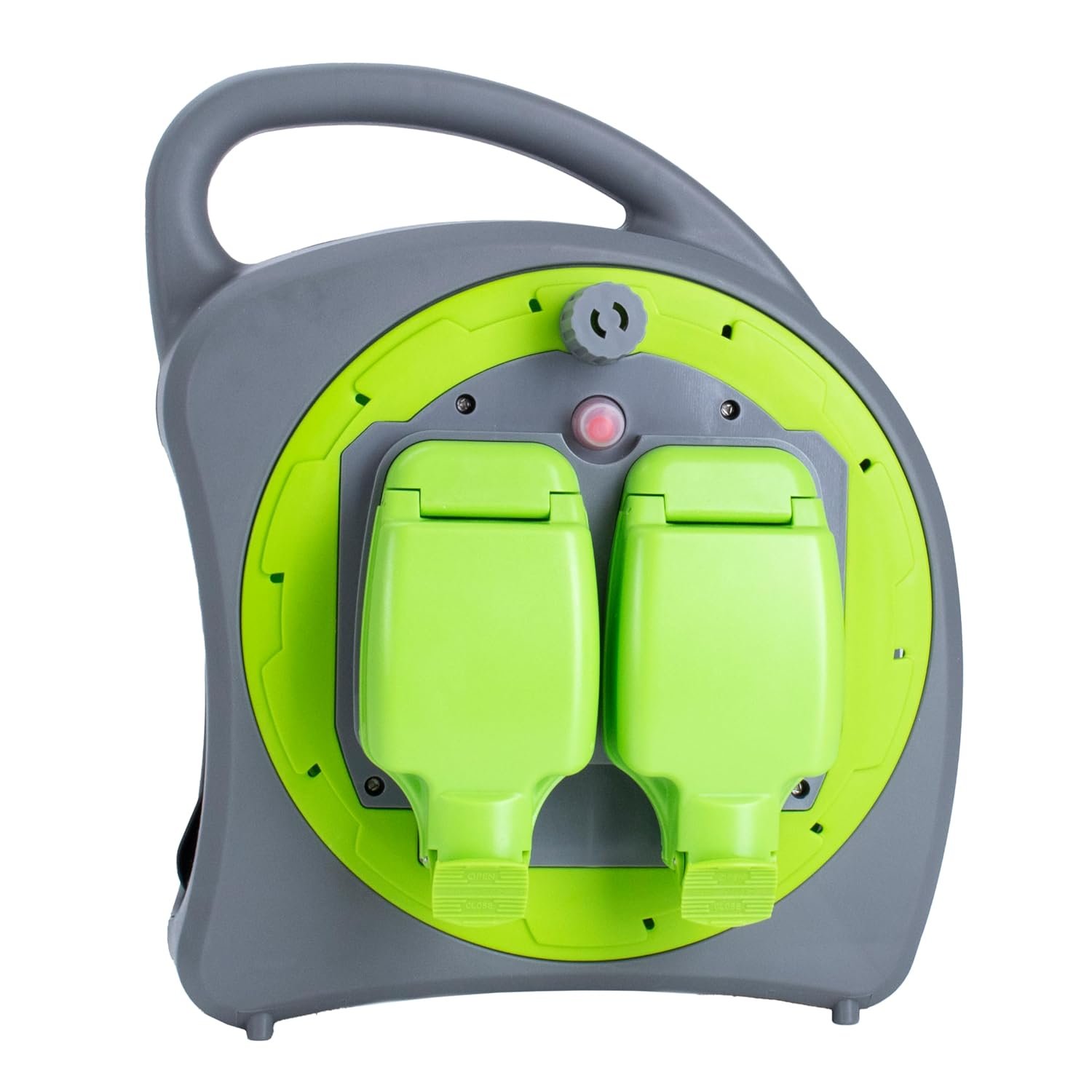 STATUS 2 Socket Cable Reel, 20m, Green, Heavy Duty Outdoor Extension Lead, 13 Amp, Thermal Cut Out, Waterproof, IP54 Rated, Ideal for Garden, Workshop, DIY Use (S20M2G13AIP54CR2)