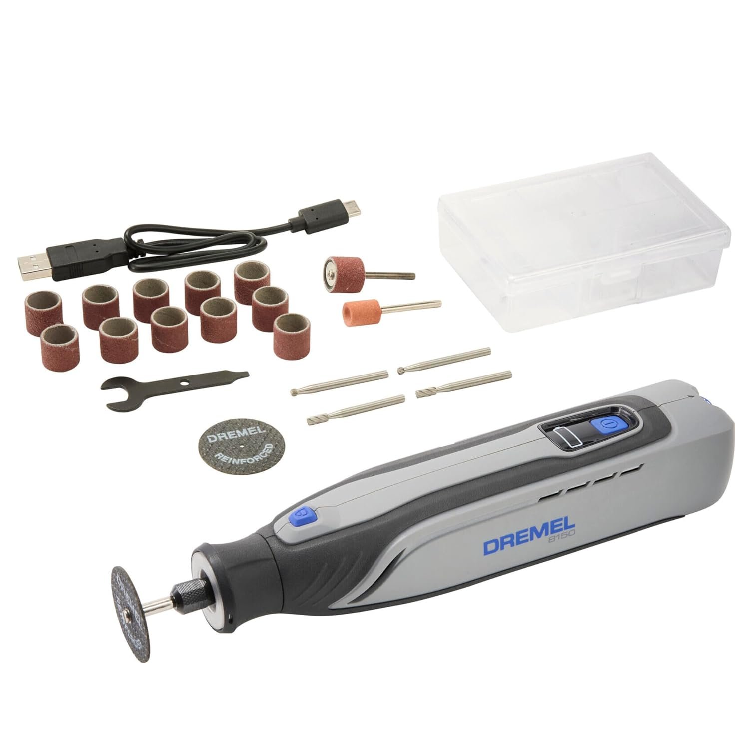 Dremel 8150 Cordless Brushless Multi Tool, Rotary Tool Kit 7.2V 2Ah USB-C Rechargeable, 20 Accessories, Variable Speed 5,000-30,000 RPM, LED Light, Cutting, Sanding, Carving, Grinding