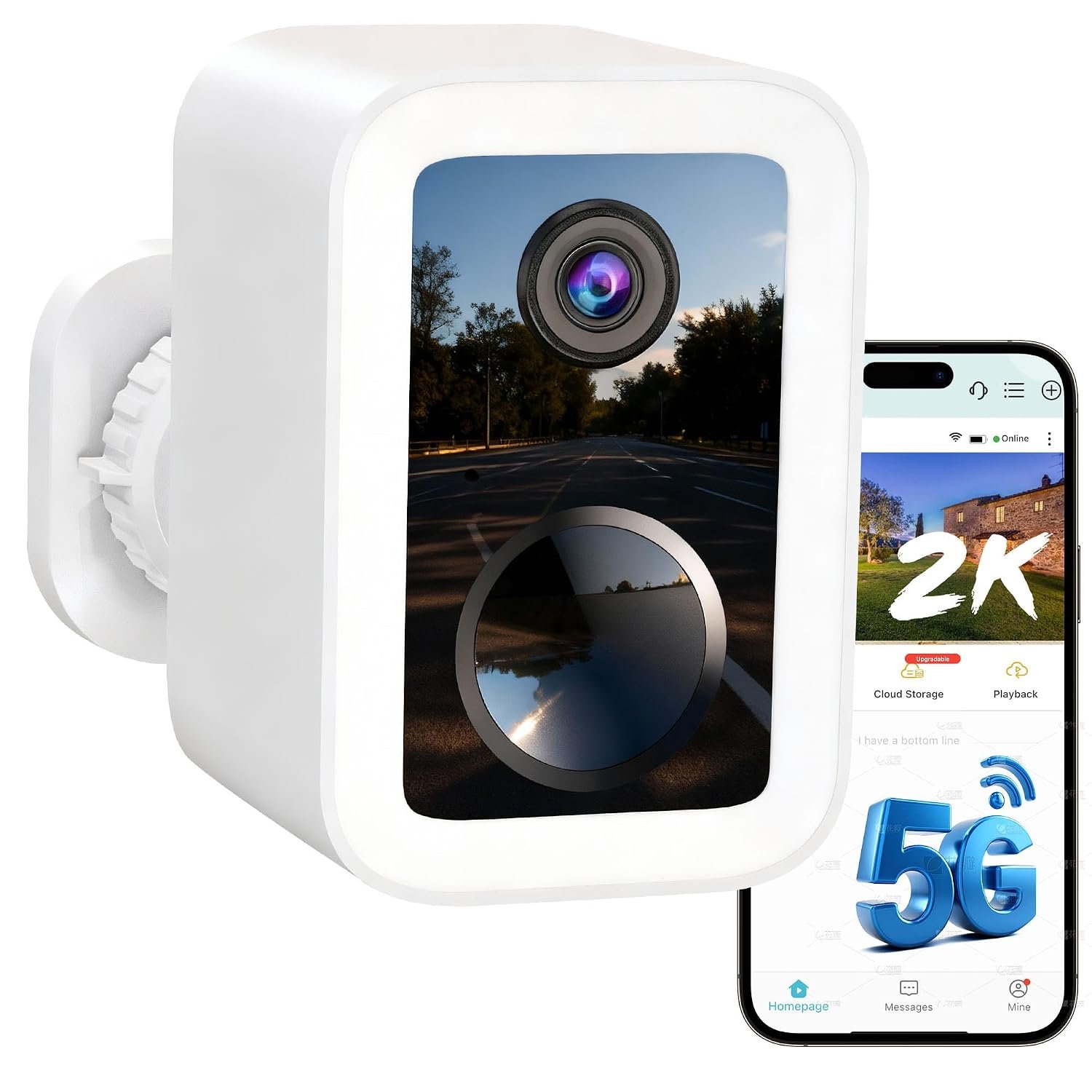 Funstorm 2K Wireless Security Camera Outdoor, 5GHz/2.4GHz Dual-Band WiFi Battery Powered Home Security Camera with Free Cloud Storage, Color Night Vision, AI Motion Detection, Spotlight & Siren, IP66