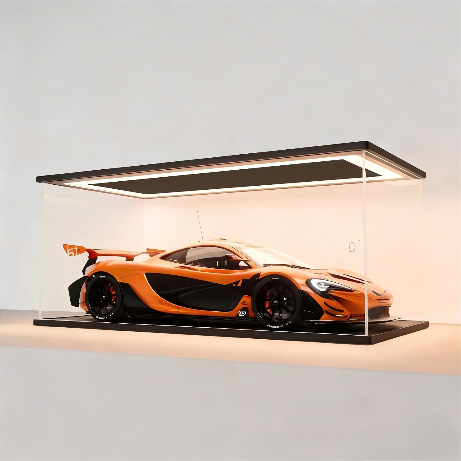 Sheenory Clear Acrylic Display Case with LED Lights,Dustproof Showcase Display Box for 1/8,1/12, 1/18 Scale Diecast Model Cars ,Lego cars and Collectibles(1/12 scale 17.7x9.4x5.5inch,45x24x14 cm)