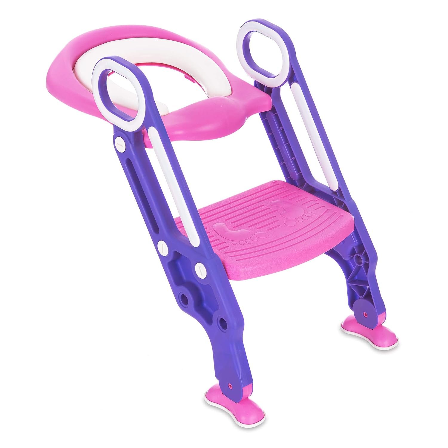 Hillington Foldable Toddler Potty Training Toilet Padding Seat with Soft Cushion and Sturdy Non-Slip Step Stool-Assistant for Toddler Child Toilet Trainer-Safe Comfortable for Boys and Girls(Pink)