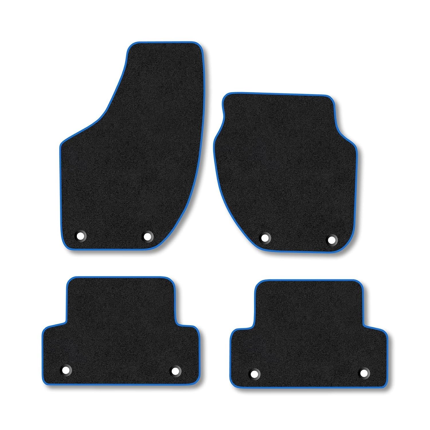 Volvo V40 (2012-2019) [8 Clip] Car Mats Accessories Tailored Fit Carpet Floor Mats Non Slip Blue Trim Full Coverage Compatible Accessory Granulated Backing Front Rear Set Anti Slip Hand-Finished Clips