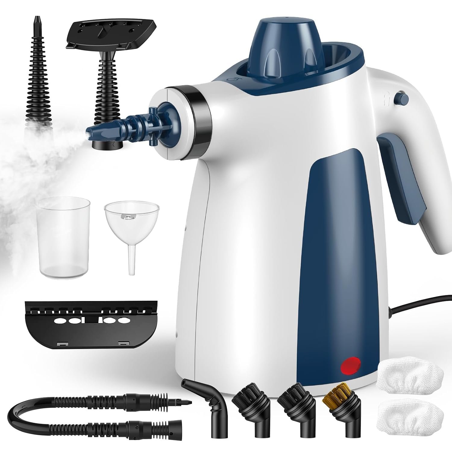 ASSCA Handheld Steam Cleaner, 1050W Portable Pressurised Steam Cleaner with 12-Piece Accessories, Chemical-Free Multi-Purpose Cleaning for Car Interior Detailing, Sofa Upholstery, Kitchen & Bathroom