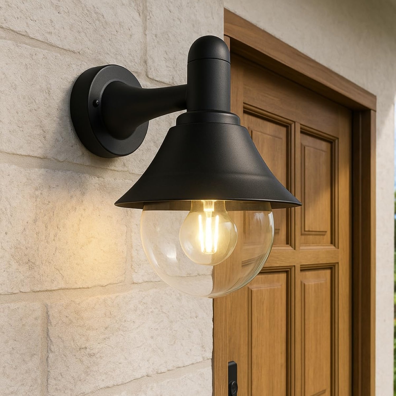 CGC Lighting Coach Lantern Outdoor Outside Wall Light Garden Porch Patio Garden Traditional Conservatory Door Shed Vintage Retro (Black Large)