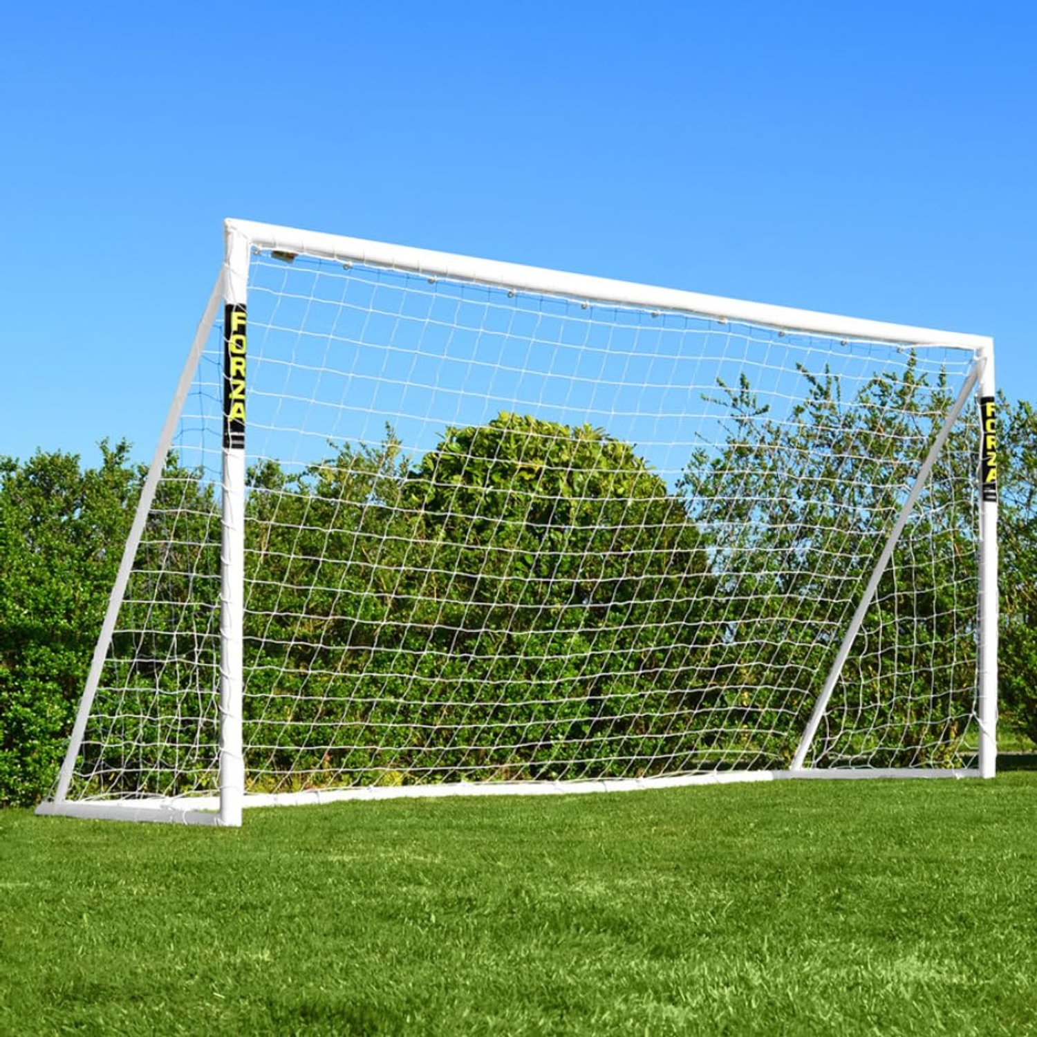 FORZA 12ft x 6ft Football Goal | All Weather uPVC Garden Goals with Quick and Easy Assembly - Optional Training Football, Target Sheet & Carry Bag (1. Goal)