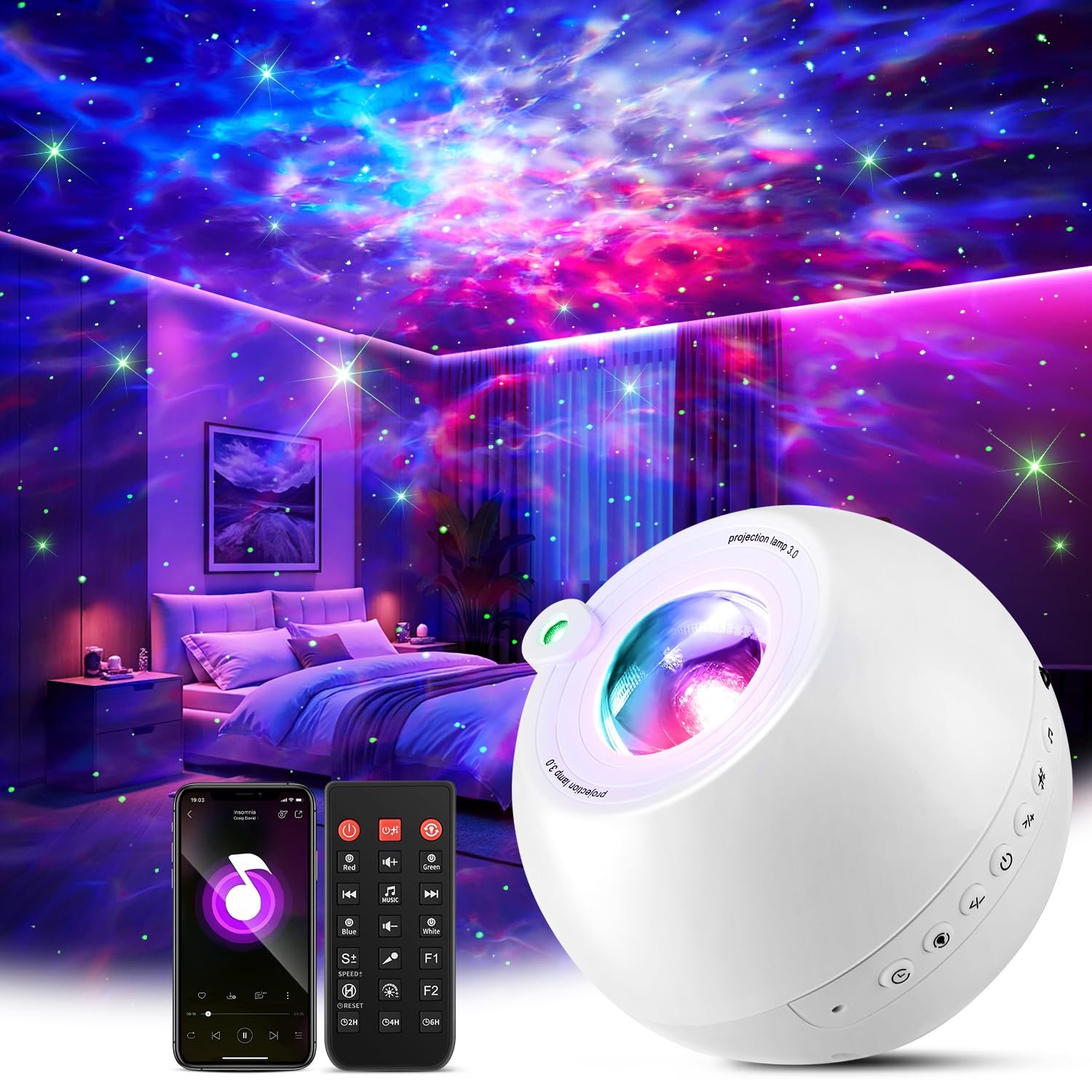 PIKOY 360 Lights Galaxy Projector+15 White Noise Machine Bluetooth,Birthday Gifts for Women 18th Birthday Gifts for Girls Gifts Boys,Night Light Led Lights for Bedroom Decor Home Decoration Room Decor