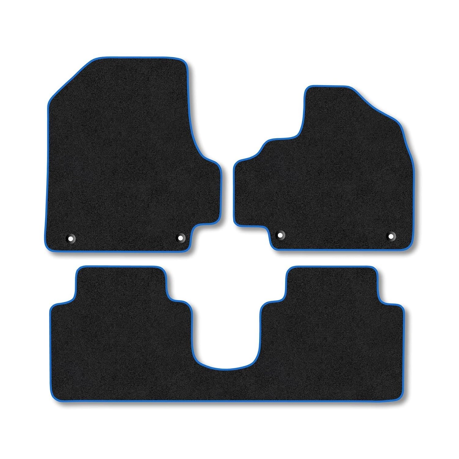 Hyundai Ioniq 5 (2021+) [Sliding Centre Console] Car Mats Accessories Tailored Fit Carpet Floor Mats Non Slip Blue Trim Full Compatible Accessory Granulated Backing Front Rear Set Anti Slip Clips