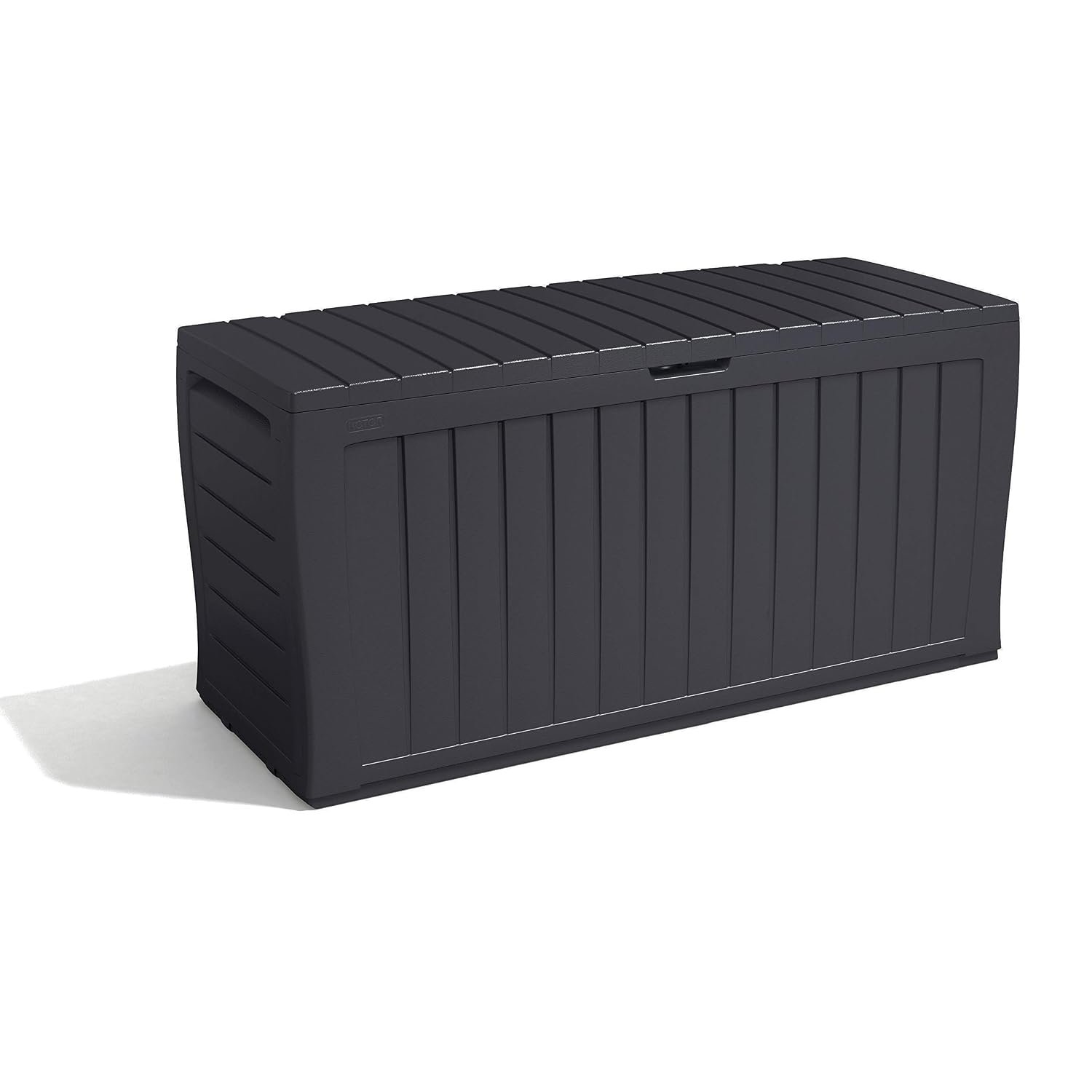 Keter Marvel+ 270L Outdoor 65% recycled Garden Furniture Storage Box Graphite Wood Panel Effect | Fade Free | All Weather Resistant | Safe and Secure | Zero Maintenance | 2 year Warranty