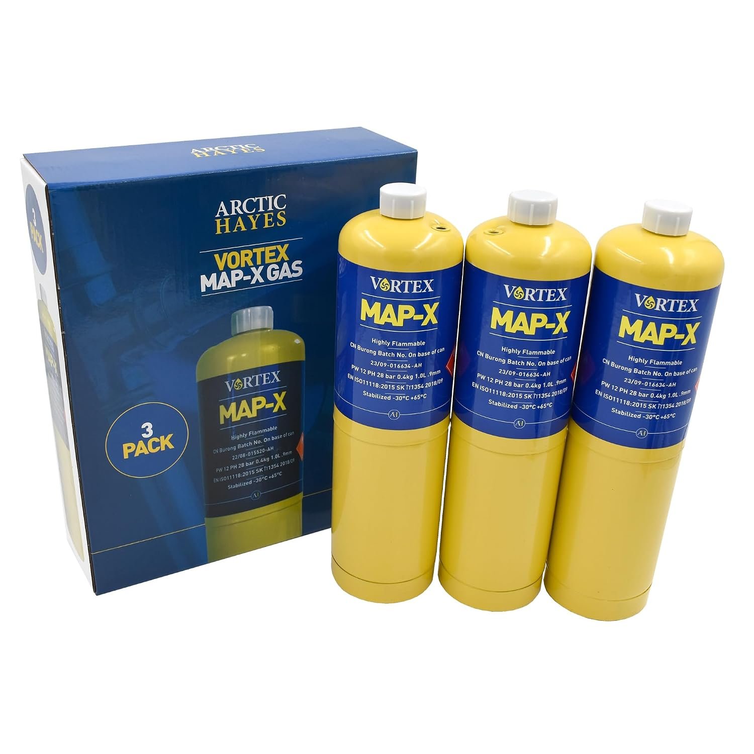 Arctic Hayes Pack of 3 Map X Gas Canisters, 400g Each