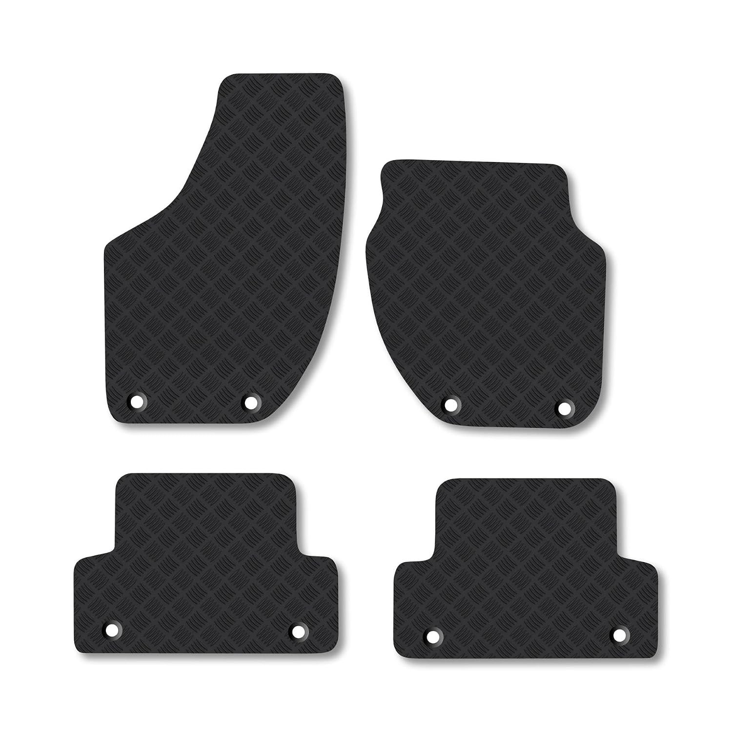 Volvo V40 (2012-2019) [8 Clip] Rubber Car Mats Accessories Tailored Fit Compatible Accessory Waterproof Protection Non-Slip Floor Mats Full Coverage Durable Front Rear Set Coverage with Clips