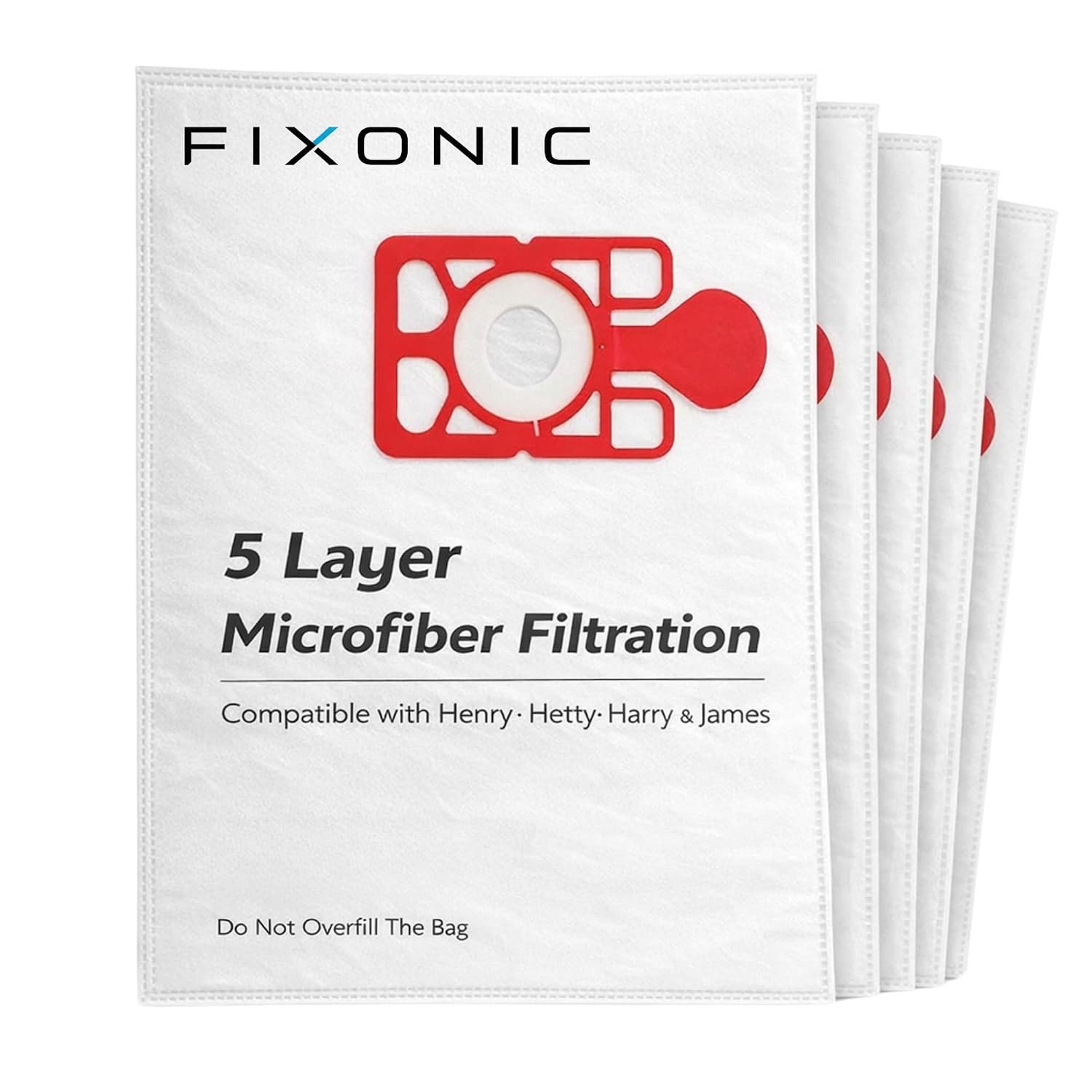 Henry Hoover Bags 5 Pack – 5 Layer High Filtration Vacuum Bags Compatible with Henry, Hetty, James & Basil Replacement Henry Hoover Bags NVM-1CH / 907075 for Henry Vacuum Cleaner
