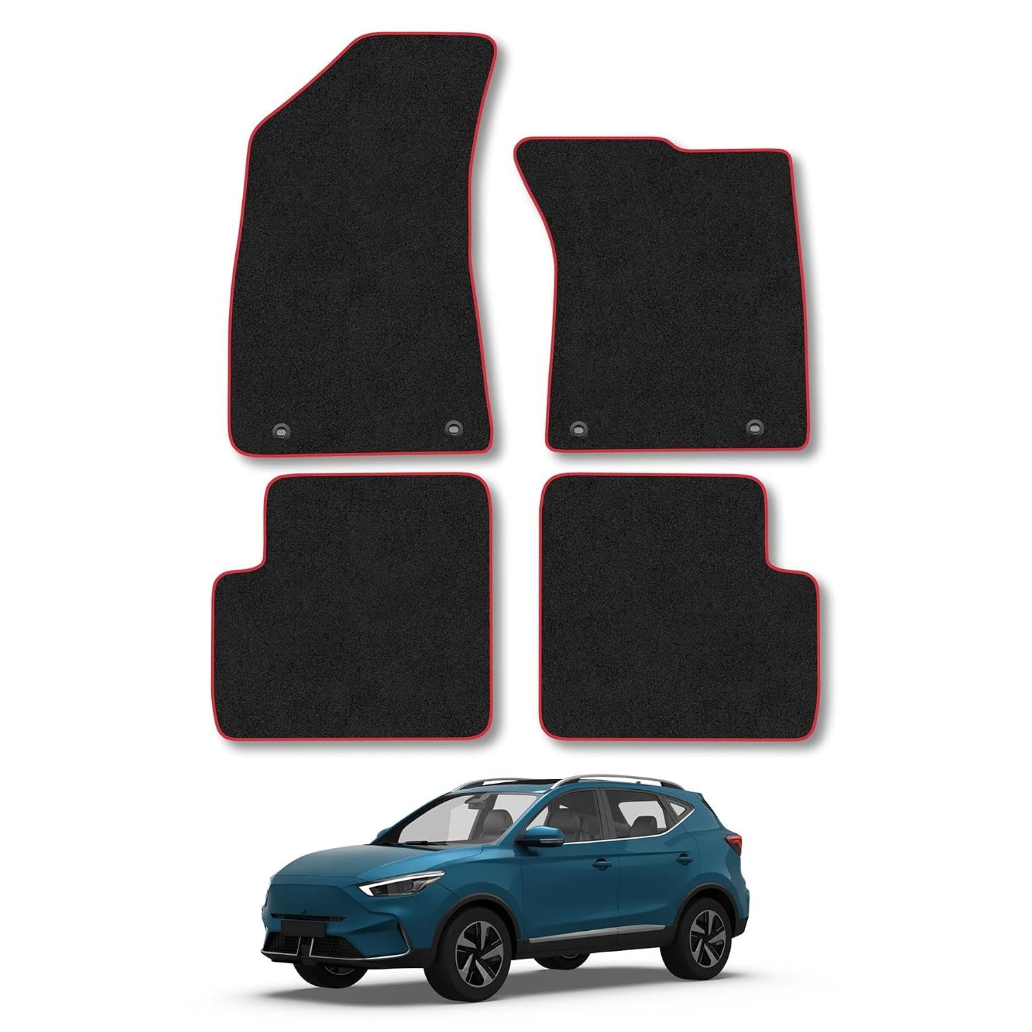 MG ZS (2017-2022) [Manual] Car Mats Accessories Tailored Fit Carpet Floor Mats Non Slip Red Trim Accessory Compatible Front Rear Set Anti Slip Backing Custom Fit Hand-Finished Full Coverage Clips