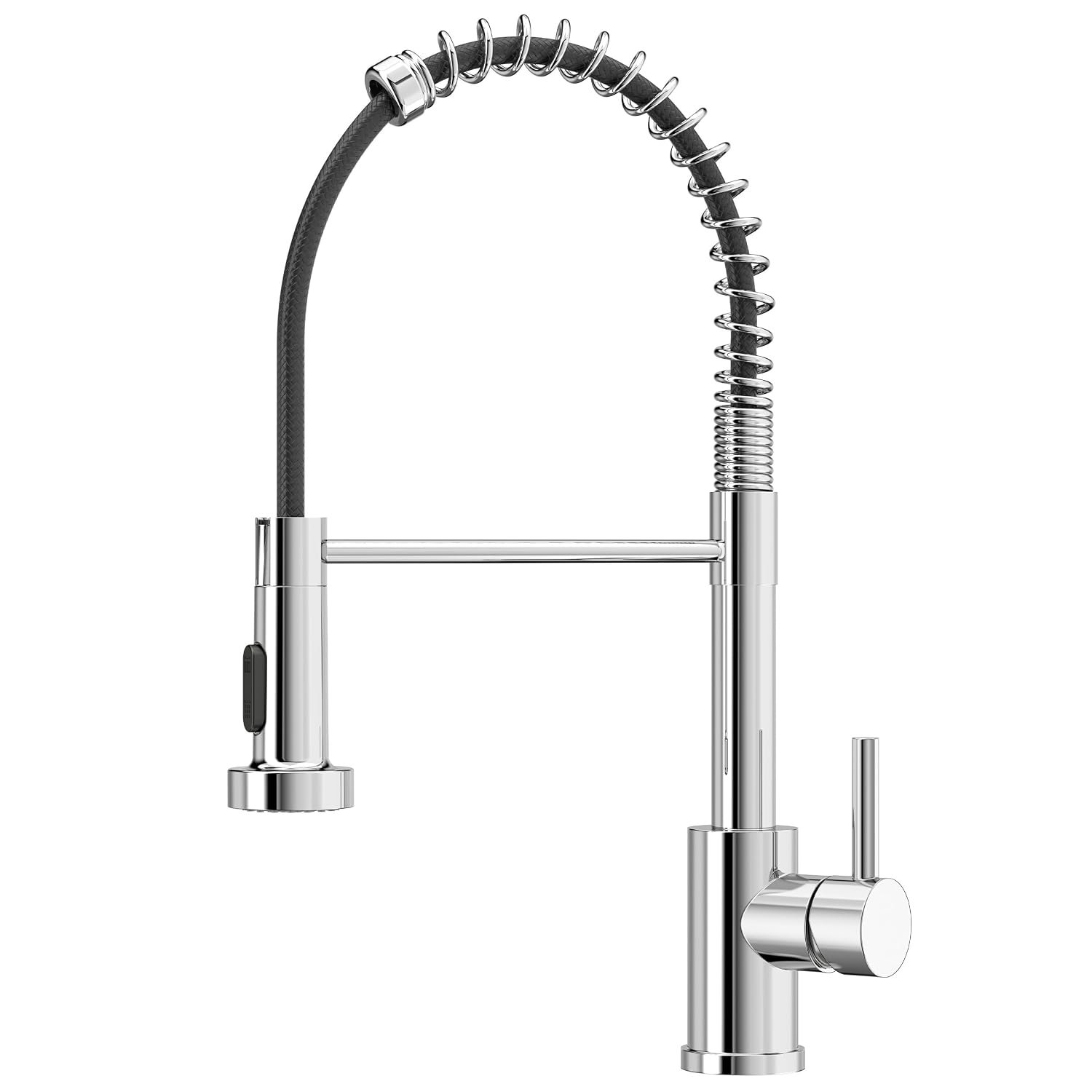 FORIOUS Kitchen Tap, Spring Kitchen Sink Mixer Taps, Commercial Faucet Single Handle Lever, High Arc Swivel 360 with 2 Spray Mode, Polished Chrome