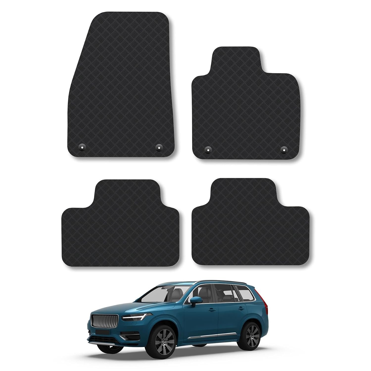 Volvo XC40 (2017+) [Automatic] Rubber Car Mats Accessories Tailored Fit Compatible Accessory Waterproof Protection Non-Slip Floor Mats Full Coverage Durable Front Rear Set Coverage with Clips
