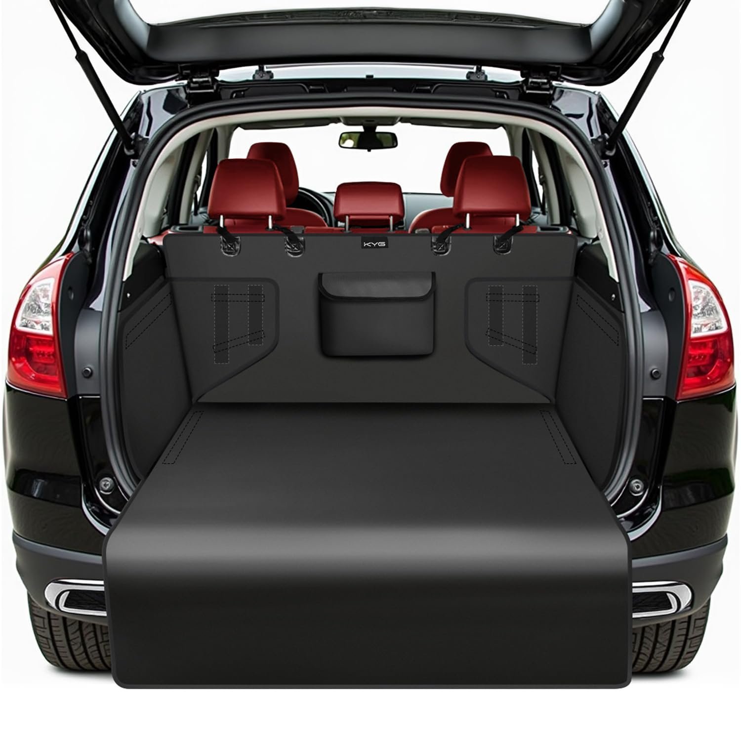 KYG Car Boot Liner for Dogs Universal Waterproof & Resistant Car Boot Liner for Dogs with Side Protection Dog Car Boot Cover Easy to Clean for Cars, SUVs & Trucks, 185 * 105 * 38cm - Black