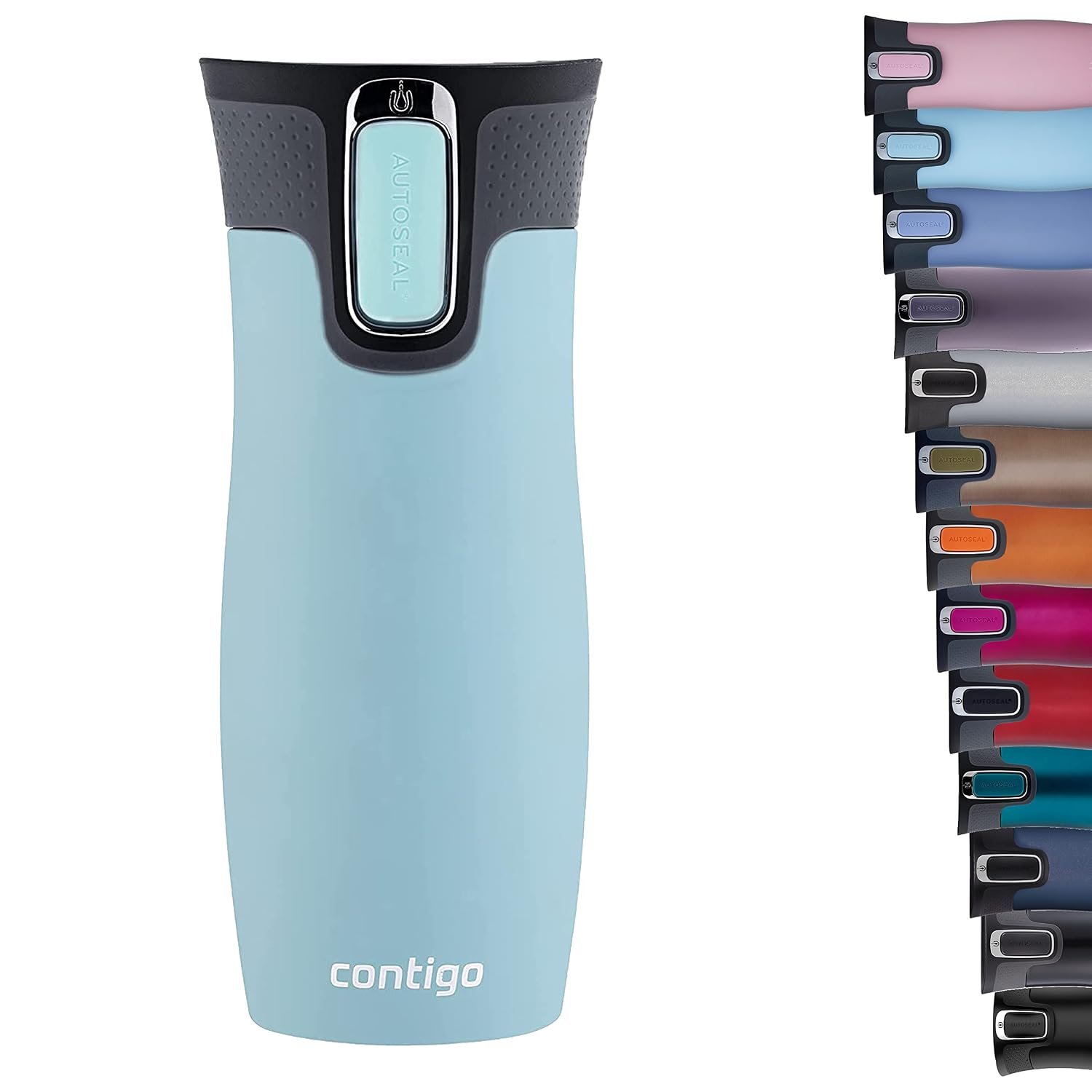Contigo Unisex's West Loop Autoseal Thermobecher, Edelstahl Isolierbecher, Kaffeebecher to Go, BPA frei, auslaufsicherer Reisebecher mit Easy-Clean-Deckel, hält bis zu 5h Warm, 470 ml, Iced Aqua