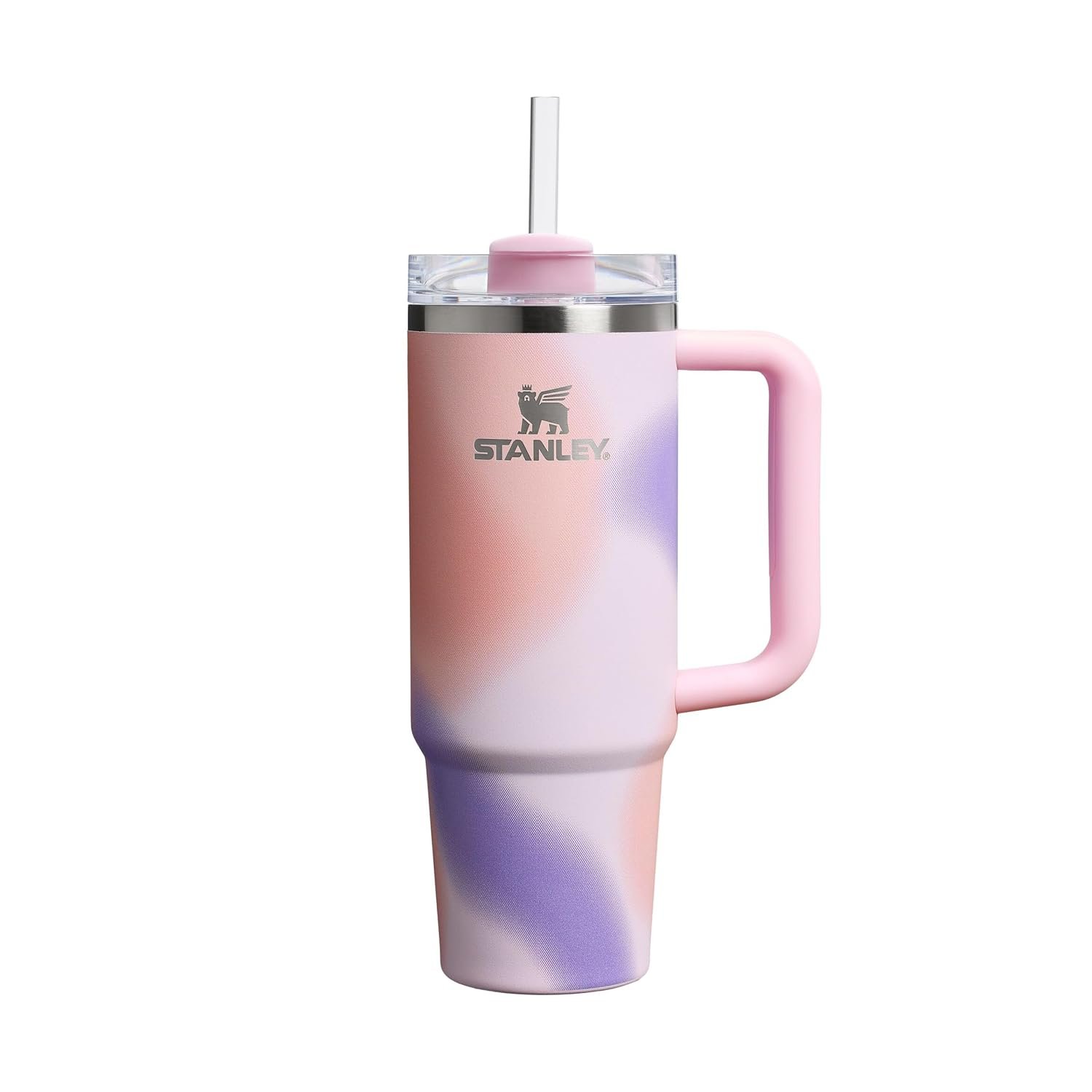STANLEY 1913 Quencher H2.0 Flowstate Tumbler 0.89L - Cold for 9 Hours - Iced for 40 Hours - Water Bottle with Straw, Handle and Lid - Dishwasher Safe - Travel Mug for Cold Drinks - Rose Petal Motion