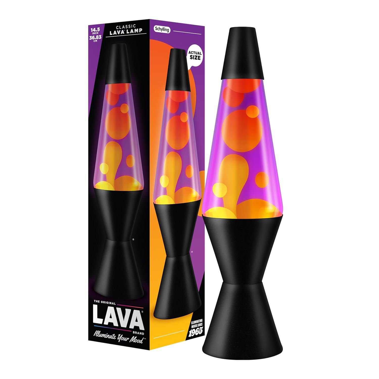 LAVA Lamp - 14.5" Autumn Dusk - The Original Motion Lamp - Yellow and Purple Liquid with Black Base - Item #2323