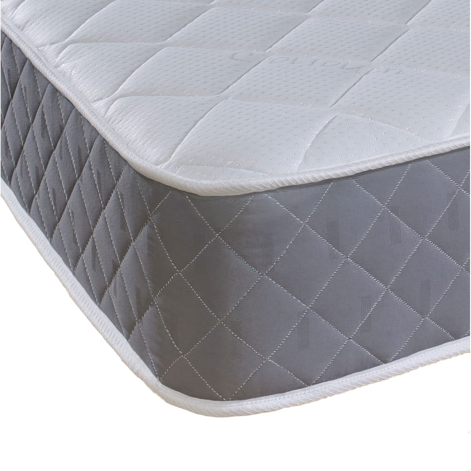 eXtreme comfort ltd Cooltouch Diamond Essential Grey Single Mattress 90x190cm, 18cm Deep Foam Free Open Coil Spring Mattress, Quilted Cover, Plush Comfort Support, UK Made Mattress in a Box