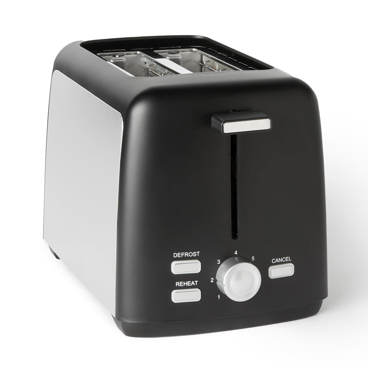 Amazon Basics Toaster 2 Slice with 7 Shade Settings and Removable Crumb Tray, Extra Wide Slots, 800W, Black