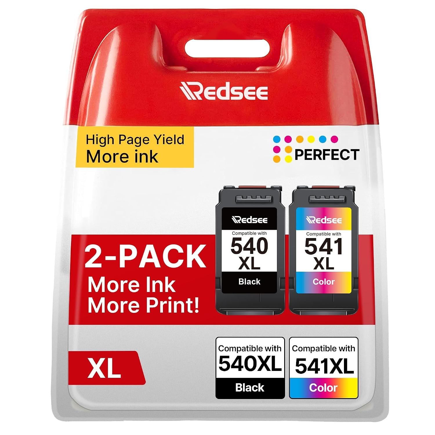Redsee 540XL 541XL Ink Cartridges Twin Pack Replacement for Canon 540 and 541 Ink Cartridges PG-540XL Black and CL-541XL Colour for Canon Pixma TS5150 TS5151 TS5100 MG3600 MG3650S MG3250 (2 Pack)